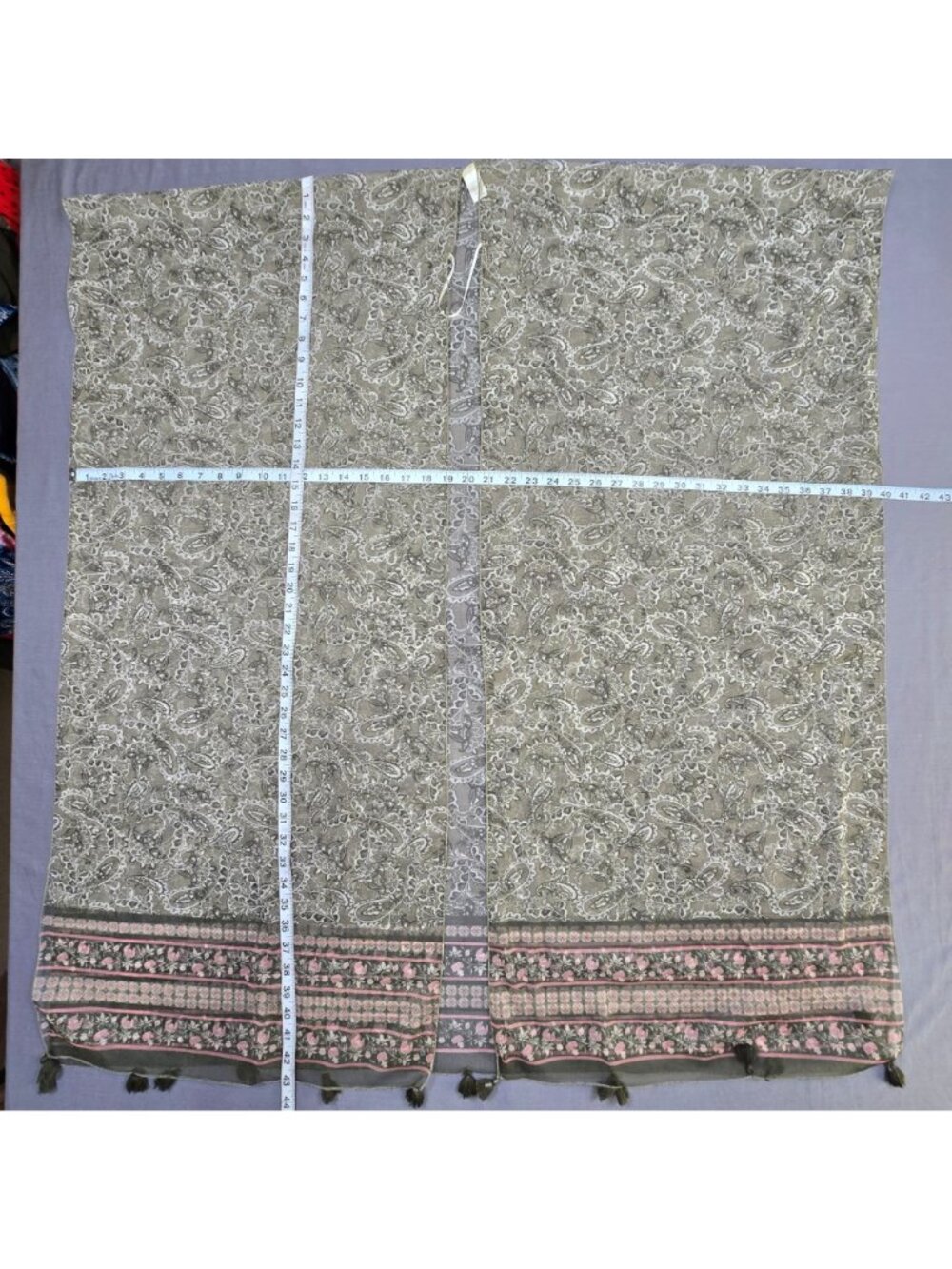 Est 1946 One Size Sheer Floral & Paisley Kimono Beige Lightweight Boho - Picture 4 of 5
